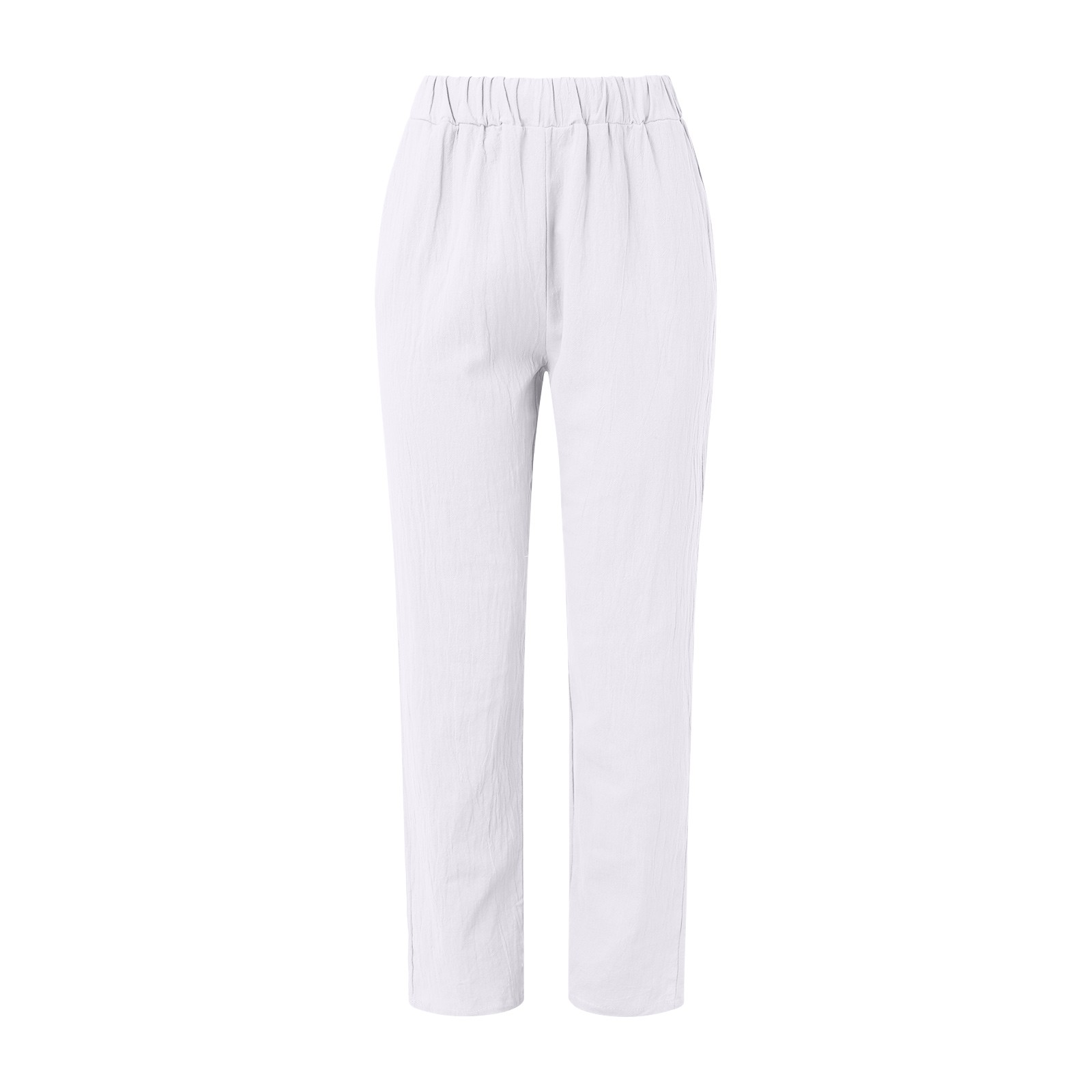 thumbnail image 4 of Pantalones anchos de cintura alta para mujer: pantalones elásticos con cordón, poliéster, estampado, bolsillos laterales, corte deportivo informal., 4 of 6